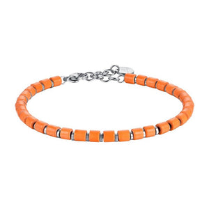 Pulsera de hombre Luca Barra BA1532 de acero con piedras naranjas