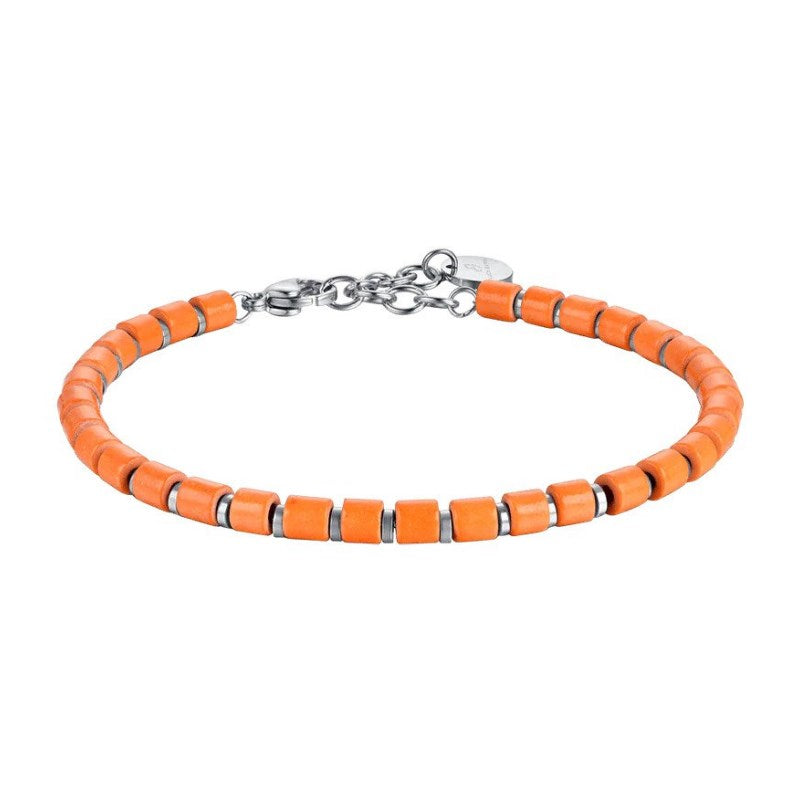 Pulsera de hombre Luca Barra BA1532 de acero con piedras naranjas