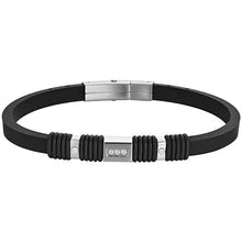 Cargar imagen en el visor de la galería, Pulsera de hombre Luca Barra BA1558 de silicona negra con elementos de acero
