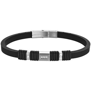 Pulsera de hombre Luca Barra BA1558 de silicona negra con elementos de acero