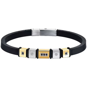 Pulsera de hombre Luca Barra BA1560 de silicona negra con elementos de acero