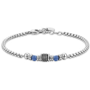 Bracciale da uomo con pietre blu in acciaio Luca Barra BA1704