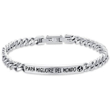 Cargar imagen en el visor de la galería, Bracciale da uomo in acciaio con piastra Luca Barra BA1716
