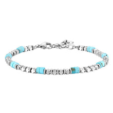 Cargar imagen en el visor de la galería, Bracciale da uomo in Acciaio con ematite e turchesi Luca Barra BA1866
