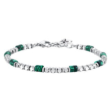 Cargar imagen en el visor de la galería, Bracciale da uomo in Acciaio con ematite e malachite Luca Barra BA1867
