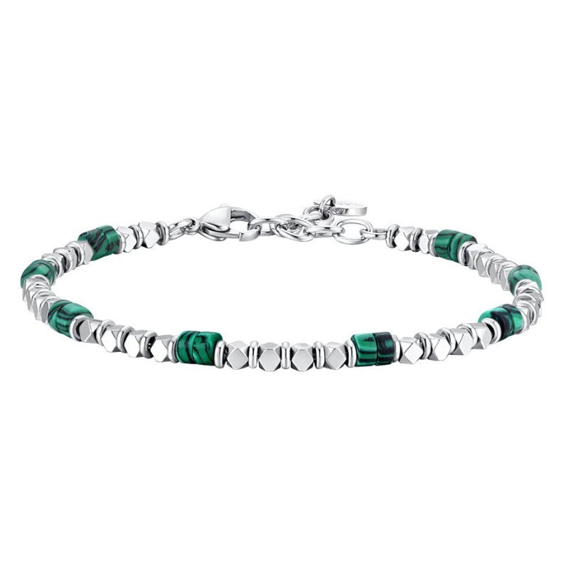 Bracciale da uomo in Acciaio con ematite e malachite Luca Barra BA1867