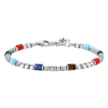 Cargar imagen en el visor de la galería, Bracciale da uomo in Acciaio con ematite e Pietre Multicolore Luca Barra BA1868
