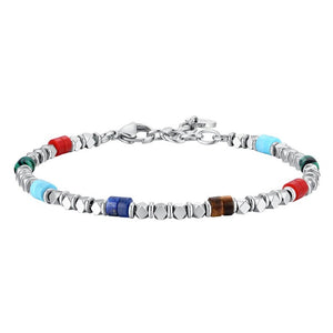 Bracciale da uomo in Acciaio con ematite e Pietre Multicolore Luca Barra BA1868