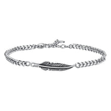 Cargar imagen en el visor de la galería, Bracciale da uomo in Acciaio con piuma Luca Barra BA1879
