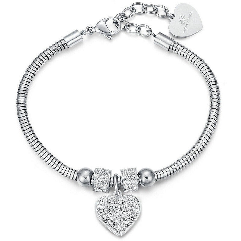 Bracciale da donnain acciaio con ciondolo cuore Luca Barra BK1933