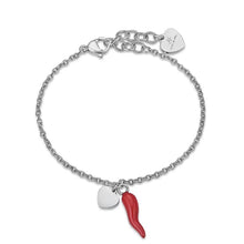 Cargar imagen en el visor de la galería, Bracciale da donna in acciaio Con Cuore E Corno Luca Barra BK2014
