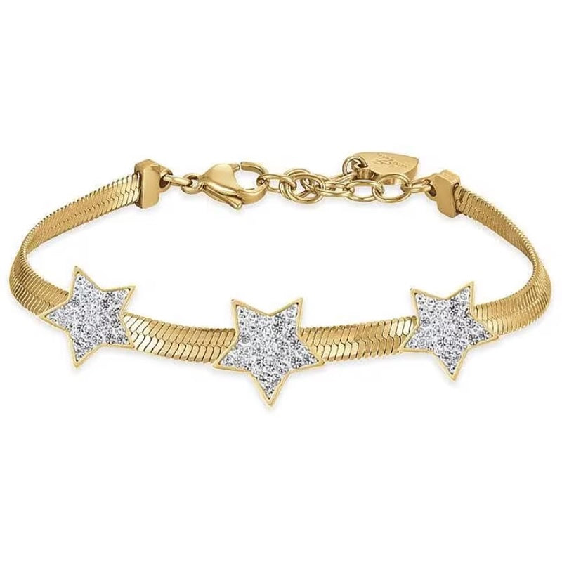 Pulsera de mujer Luca Barra BK2422 serpiente de acero con estrellas