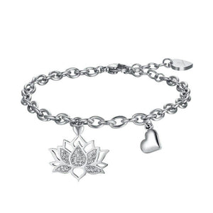 Bracciale da donna in acciaio con fiore di loto Luca Barra BK2470