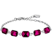 Cargar imagen en el visor de la galería, Pulsera de mujer de acero con cristales fucsia Luca Barra BK2511
