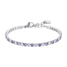 Cargar imagen en el visor de la galería, Bracciale tennis da donna in acciaio con cristallli Luca Barra BK2638
