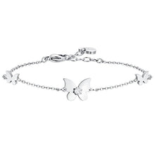 Cargar imagen en el visor de la galería, Bracciale da Donna in acciaio Luca Barra con  farfalle e zirconi BK2650
