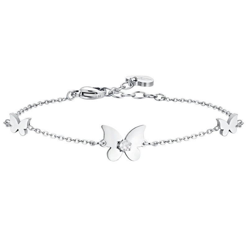 Bracciale da Donna in acciaio Luca Barra con  farfalle e zirconi BK2650