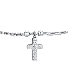 Cargar imagen en el visor de la galería, Bracciale da Donna in acciaio Luca Barra con croce BK2655
