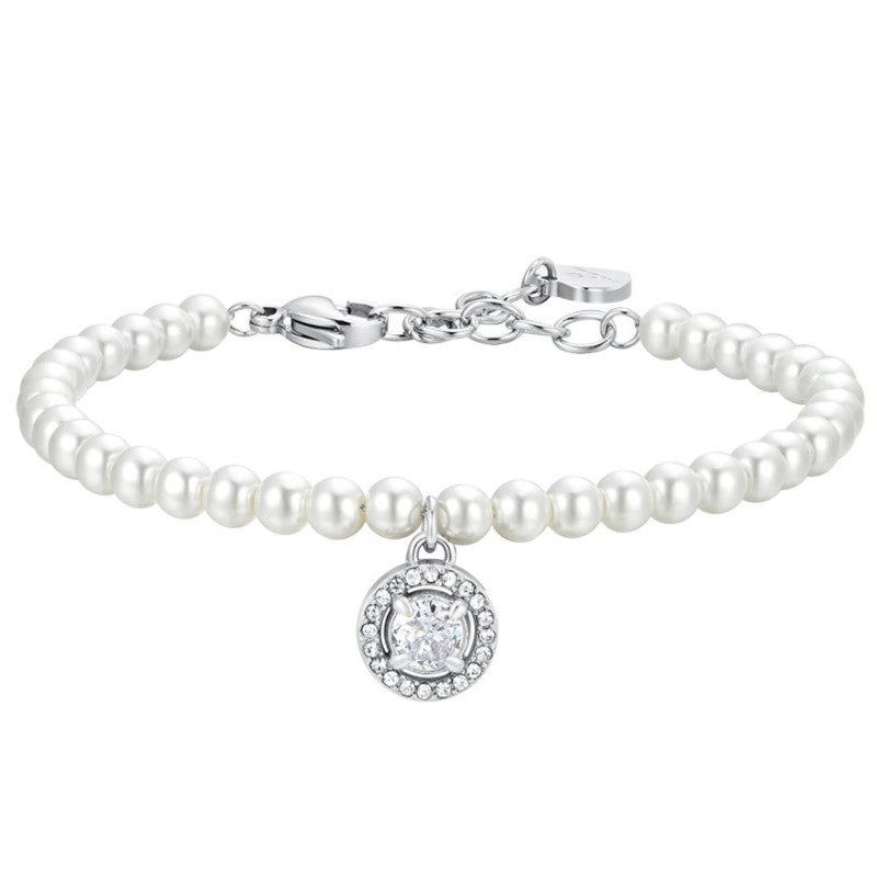 Bracciale da Donna in acciaio Luca Barra con perle e zirconi BK2661