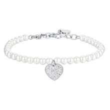 Carica l'immagine nel visualizzatore di Gallery, Bracciale da donna in acciaio con perle e cuore Luca Barra BK2690
