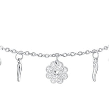 Cargar imagen en el visor de la galería, Bracciale da Donna in acciaio con quadrifoglio e corni Luca Barra BK2691
