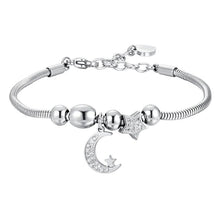 Cargar imagen en el visor de la galería, Bracciale da Donna in acciaio con luna e stella Luca Barra BK2698
