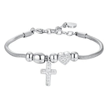 Carica l'immagine nel visualizzatore di Gallery, Bracciale da donna in acciaio croce con cristalli Luca Barra BK2700
