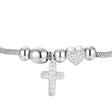 Carica l'immagine nel visualizzatore di Gallery, Bracciale da donna in acciaio croce con cristalli Luca Barra BK2700
