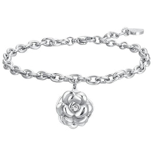 Bracciale da donna in acciaio con rosa girevole Luca Barra BK2742