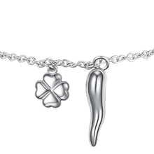 Carica l'immagine nel visualizzatore di Gallery, Bracciale da donna in acciaio corno e quadrifoglio Luca Barra BK2757
