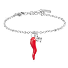 Cargar imagen en el visor de la galería, Bracciale da donna in acciaio con corno e zircone Luca Barra BK2758
