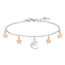 Cargar imagen en el visor de la galería, Bracciale da donna in acciaio con luna e zircone Luca Barra BK2822
