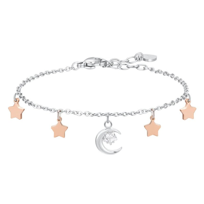 Bracciale da donna in acciaio con luna e zircone Luca Barra BK2822