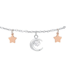 Cargar imagen en el visor de la galería, Bracciale da donna in acciaio con luna e zircone Luca Barra BK2822

