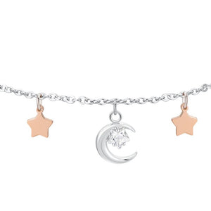 Bracciale da donna in acciaio con luna e zircone Luca Barra BK2822