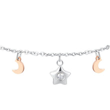 Cargar imagen en el visor de la galería, Bracciale da donna in acciaio lune e stelle Luca Barra BK2824
