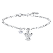 Cargar imagen en el visor de la galería, Bracciale da donna in acciaio con angelo e zircone Luca Barra BK2825
