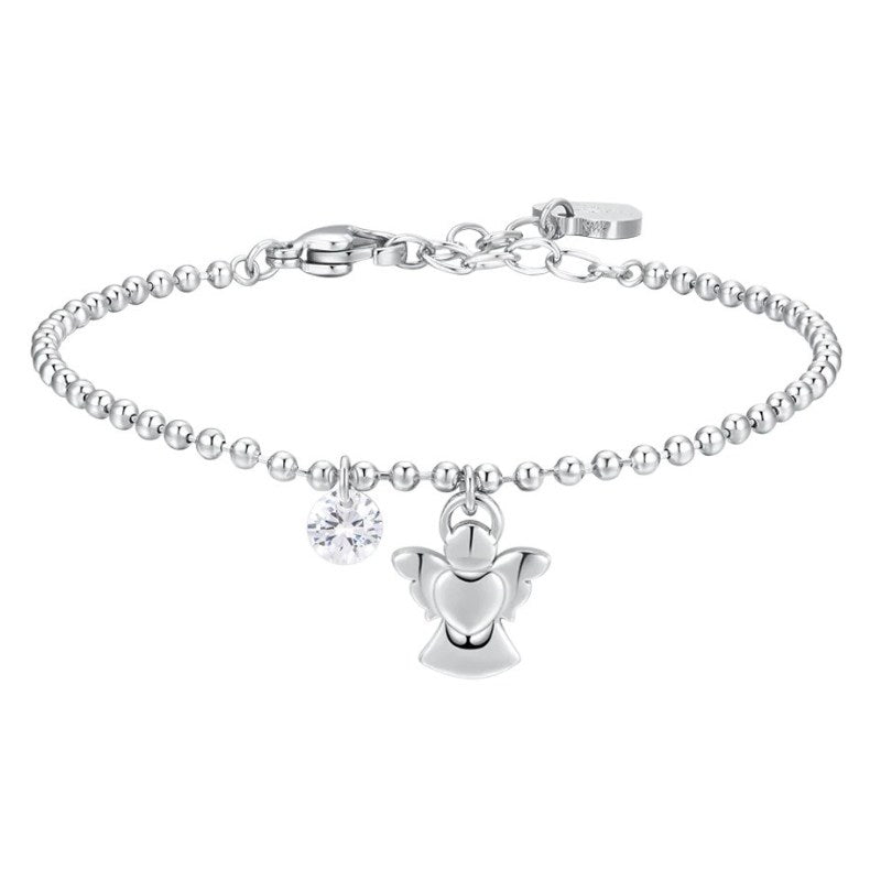 Bracciale da donna in acciaio con angelo e zircone Luca Barra BK2825