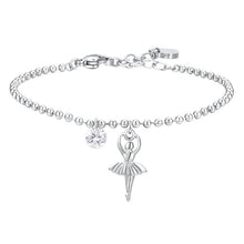 Cargar imagen en el visor de la galería, Bracciale da donna in acciaio con ballerina e zircone Luca Barra BK2826
