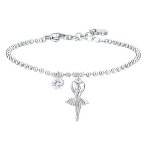 Bracciale da donna in acciaio con ballerina e zircone Luca Barra BK2826