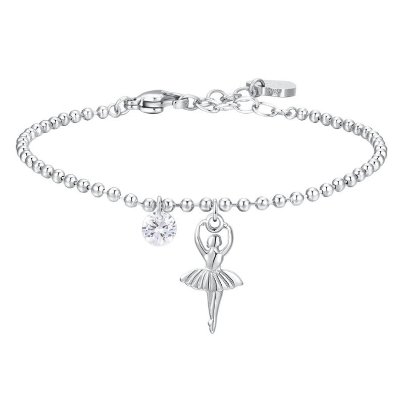 Bracciale da donna in acciaio con ballerina e zircone Luca Barra BK2826
