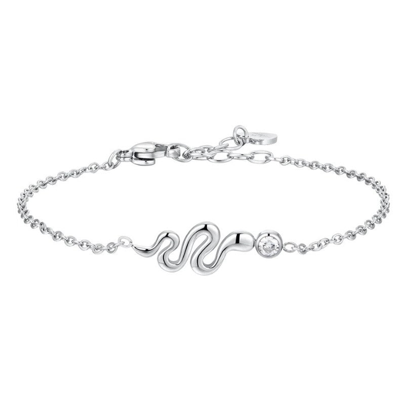 Bracciale da donna in acciaio con serpente e cristallo Luca Barra BK2828