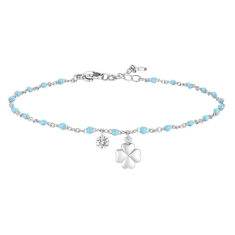 Collana da donna in acciaio con quadrifoglio e Cristallo Luca Barra BK2834