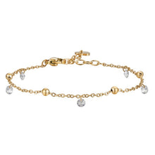 Cargar imagen en el visor de la galería, Bracciale da donna in acciaio dorato con zirconi bianchi BK2839
