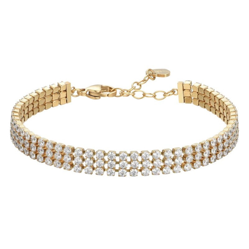 Bracciale tennis da donna in acciaio dorato con zirconi Luca Barra BK2845