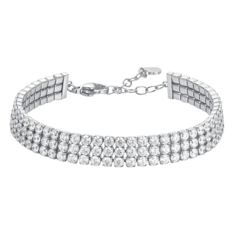 Bracciale tennis da donna in acciaio con zirconi bianchi Luca Barra BK2846