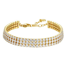 Cargar imagen en el visor de la galería, Bracciale tennis da donna in acciaio dorato con zirconi Luca Barra BK2847

