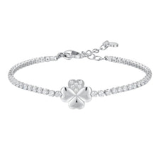 Load image into Gallery viewer, Bracciale tennis da donna in acciaio con quadrifoglio zirconi Luca Barra BK2866
