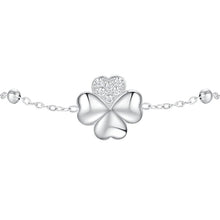 Cargar imagen en el visor de la galería, Bracciale da donna in acciaio con quadrifoglio zirconi Luca Barra BK2870

