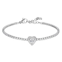 Load image into Gallery viewer, Bracciale tennis da donna in acciaio cuore con zirconi Luca Barra BK2927
